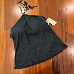 New NWT Michael Kors Black Tankini Swim Top Halter Neck Chain Strap Size Medium